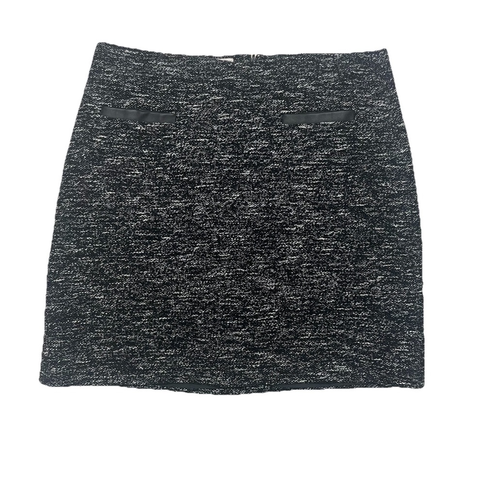 Talbots Tweed Skirt Black White Neutral Tweed 14 Career Office Business Casual